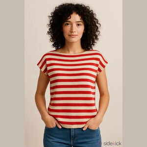 noName Venice Chalk Lollipop Cashmere Sweater Tee - Medium